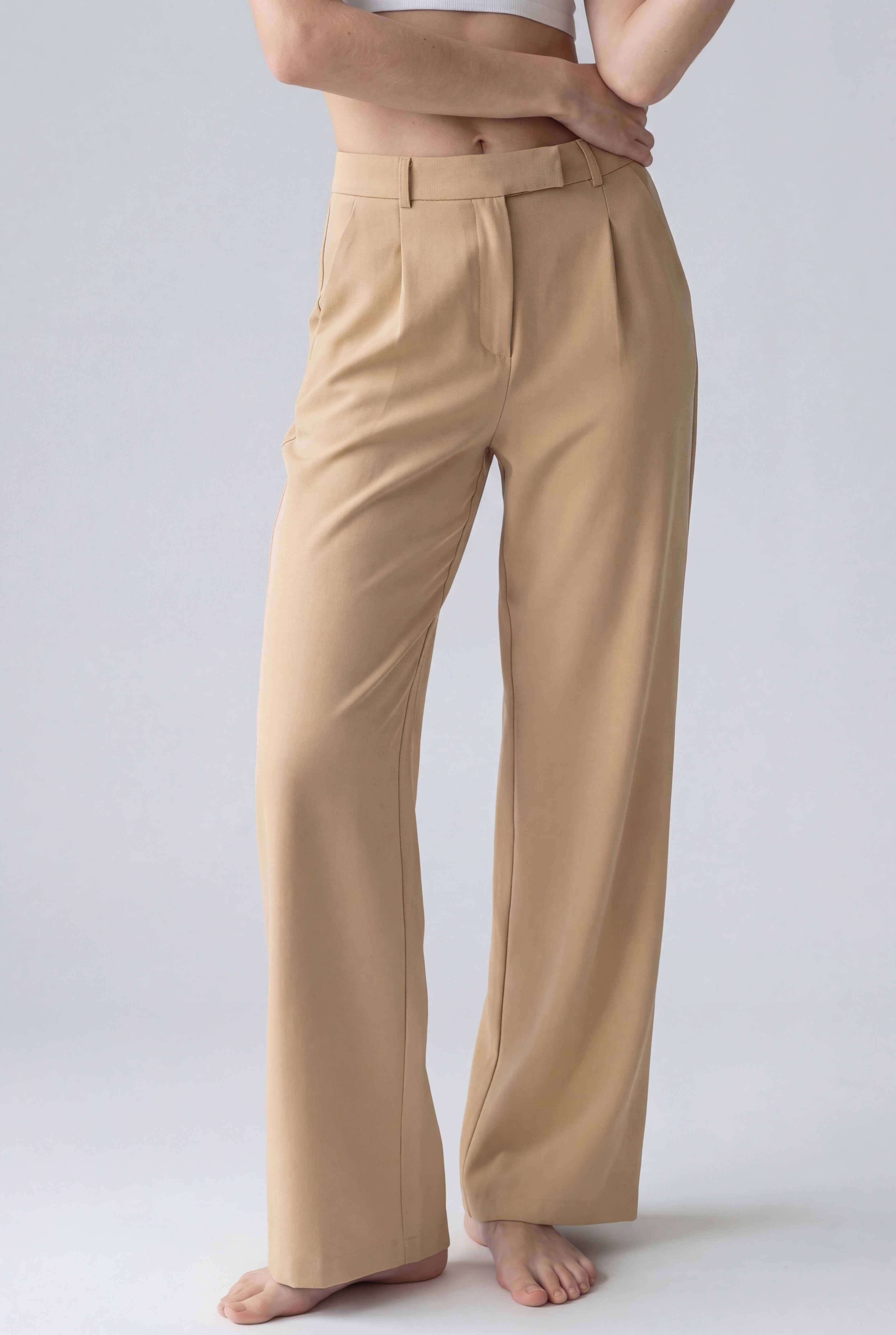 Everyday High-Waist Trousers, Khaki