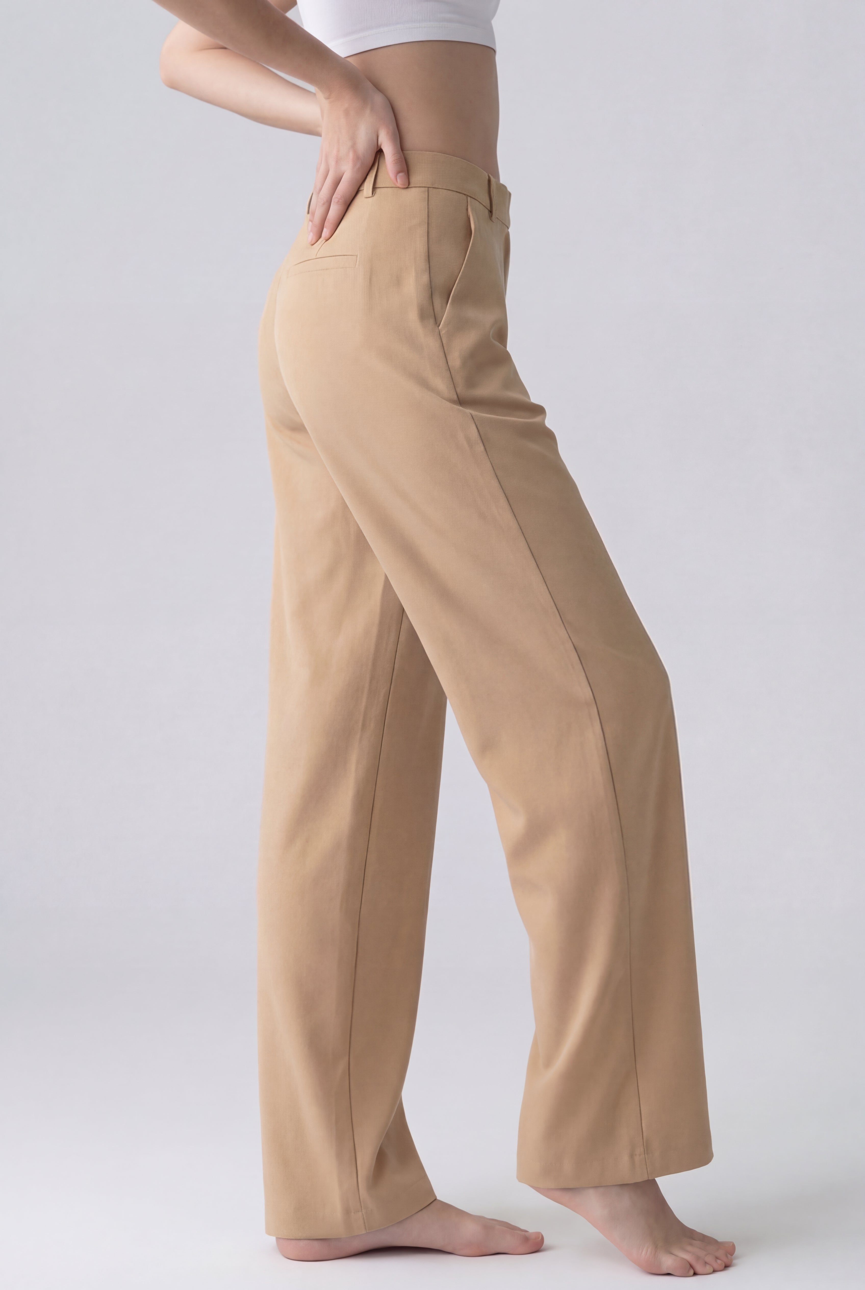 Everyday High-Waist Trousers, Khaki