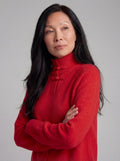 Mandarin Buckle Merino Sweater, Red REVIEW xx
