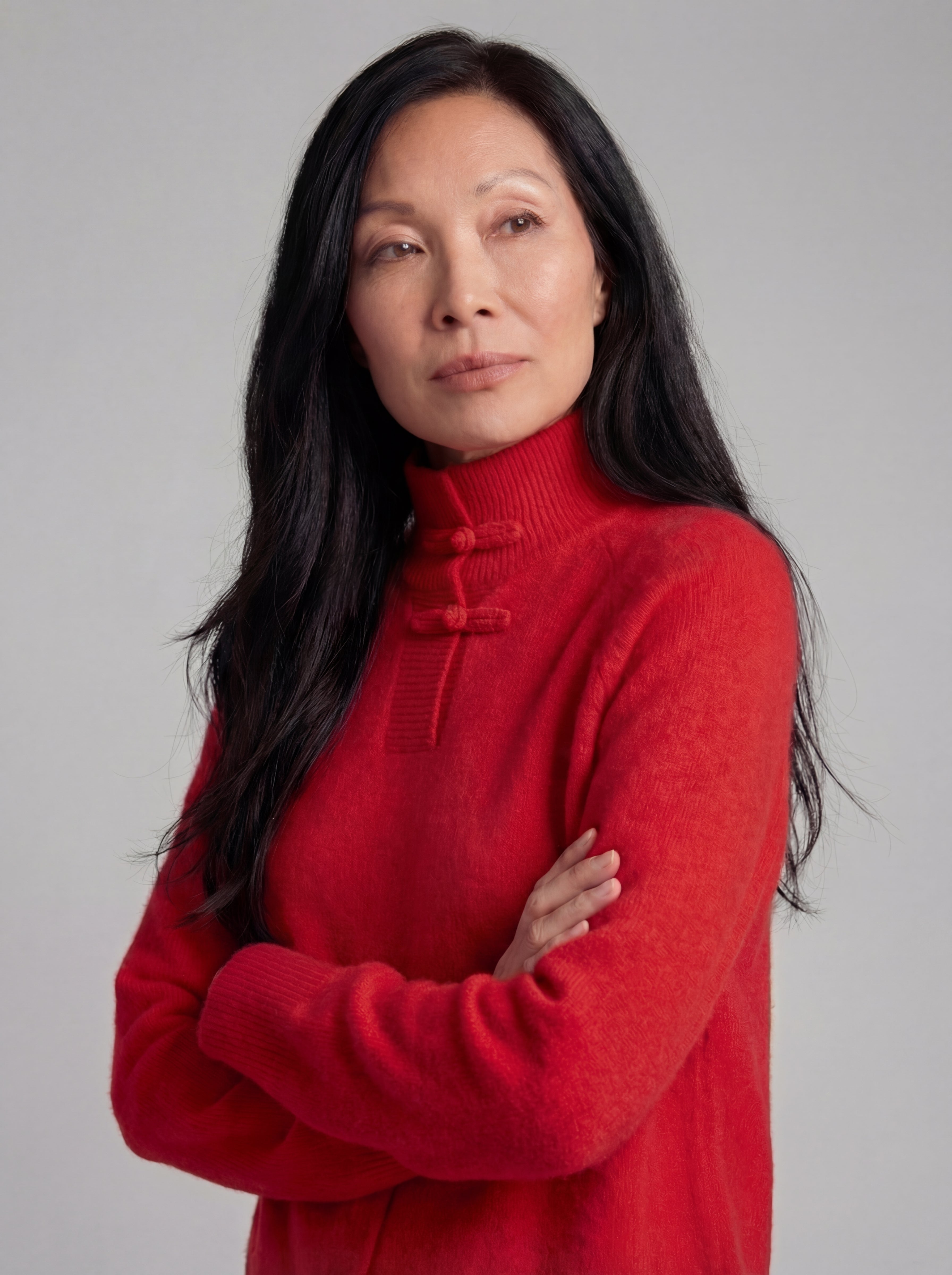 Mandarin Buckle Merino Sweater, Red REVIEW xx