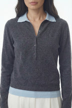 Layered Polo Knit, Grey