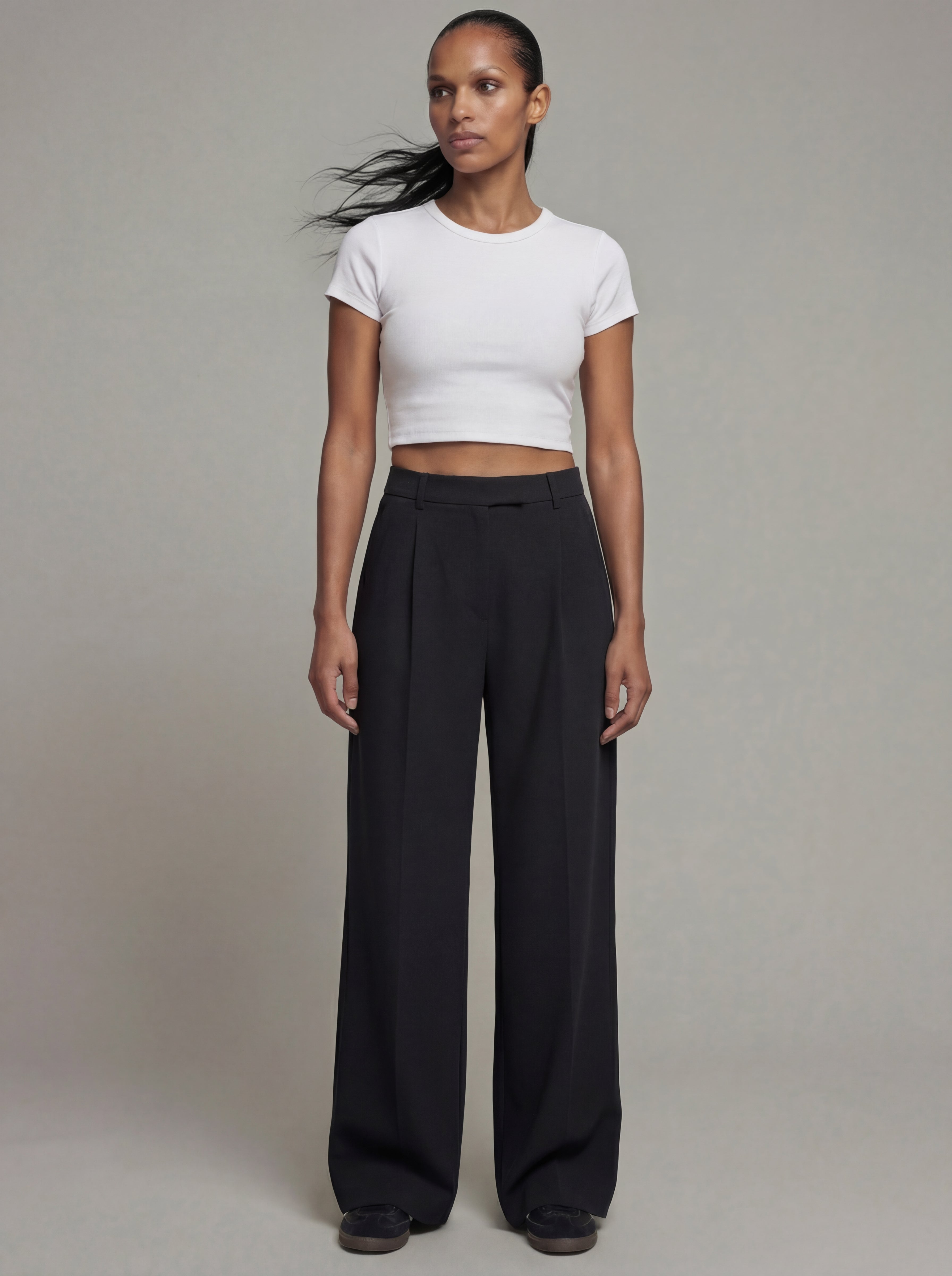 Everyday High-Waist Trousers, Black