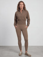 Structured Waist Zip Training Jacket, Coffee Brown