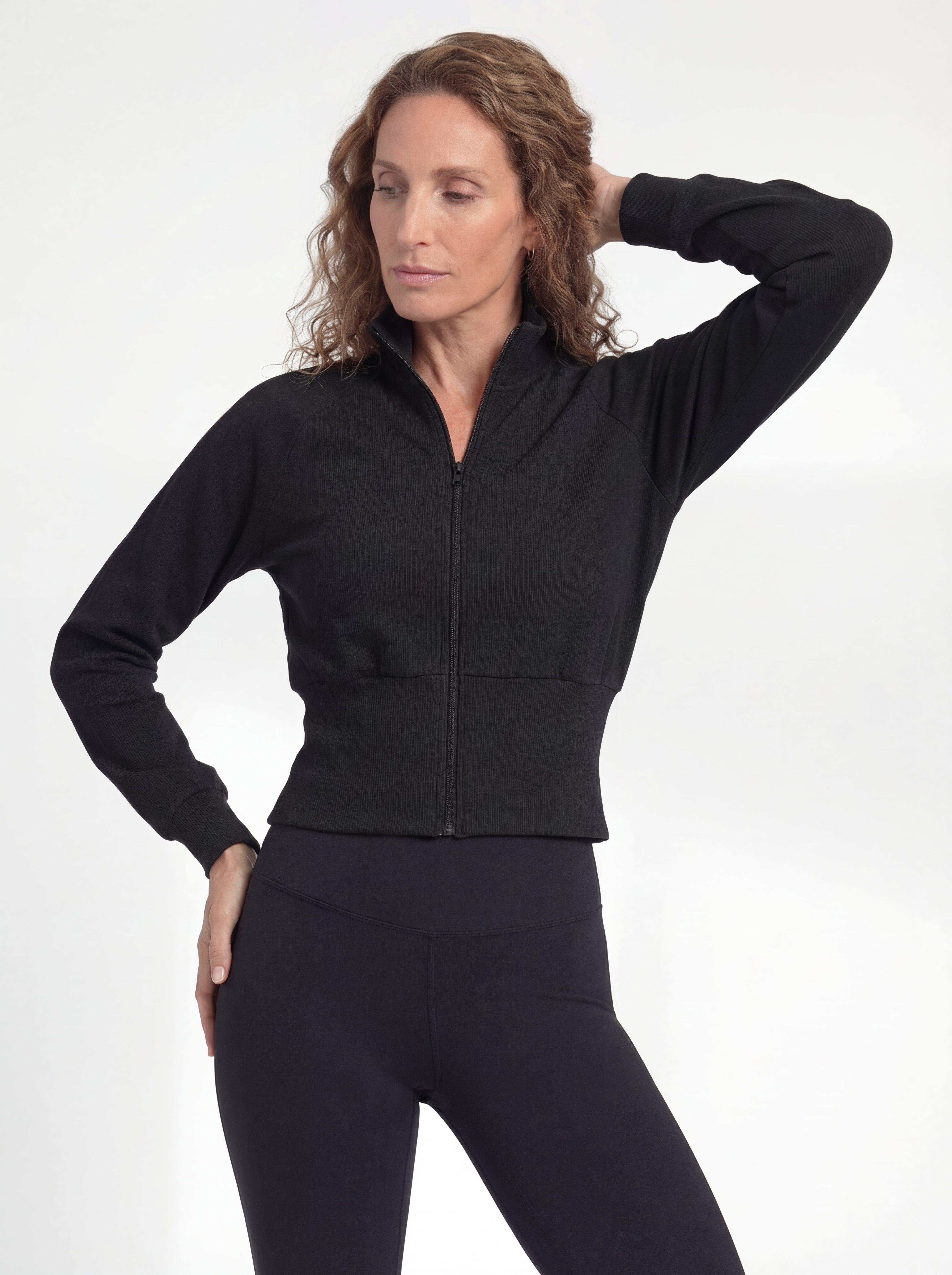 Structured Waist Zip Training Jacket Advanced, Black