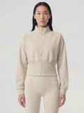 Structured Waist Zip Training Jacket, Oat