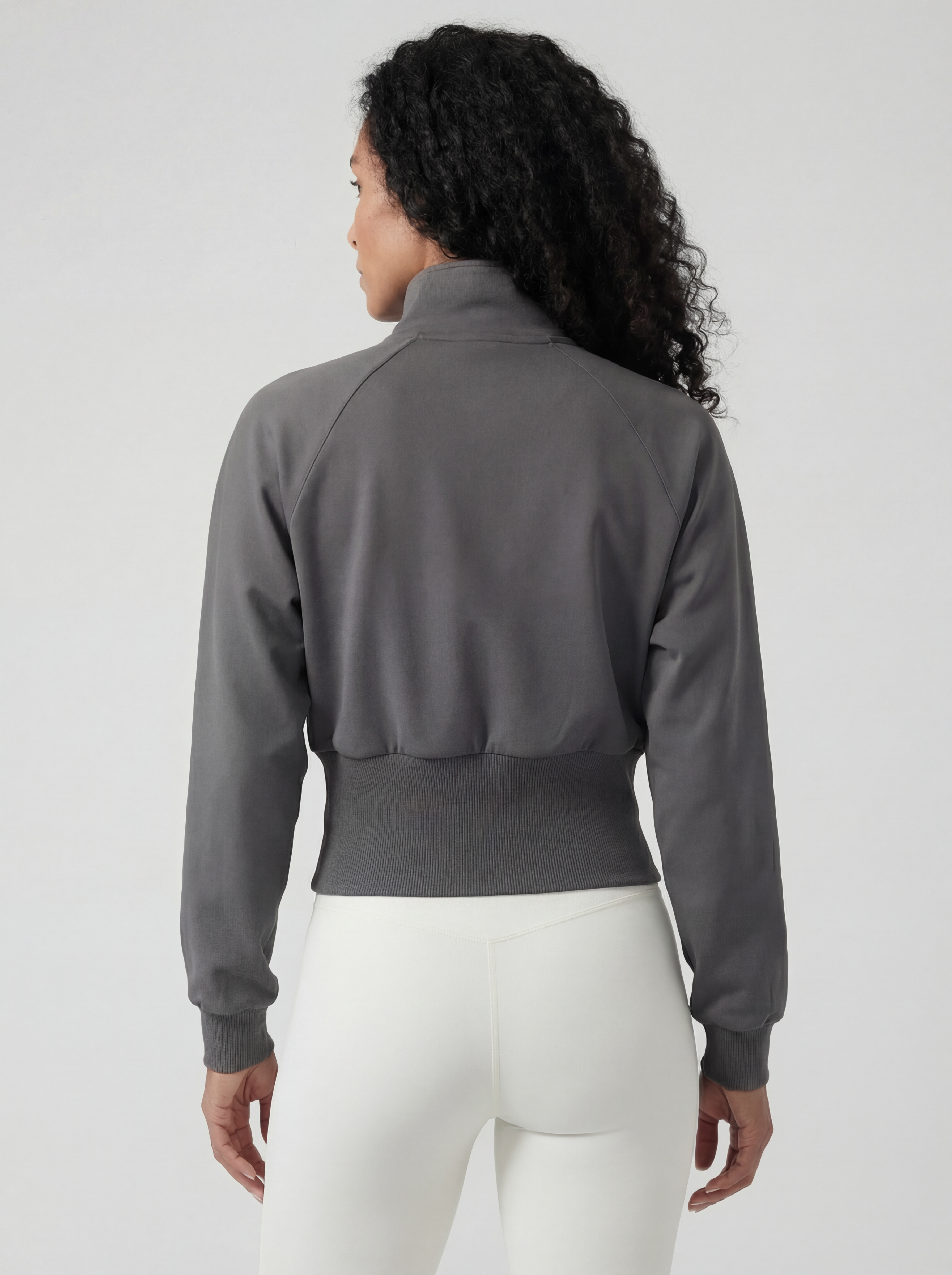 Structured Waist Zip Training Jacket, Volcanic Ash