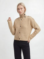Ribbed High Collar Cardigan, Barley REVIEW xx
