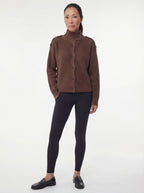 Ribbed High Collar Cardigan, Earth