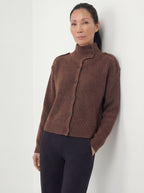 Ribbed High Collar Cardigan, Earth