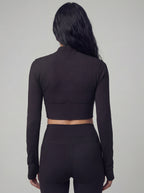 Long Sleeve Yoga Wrap Top, Black
