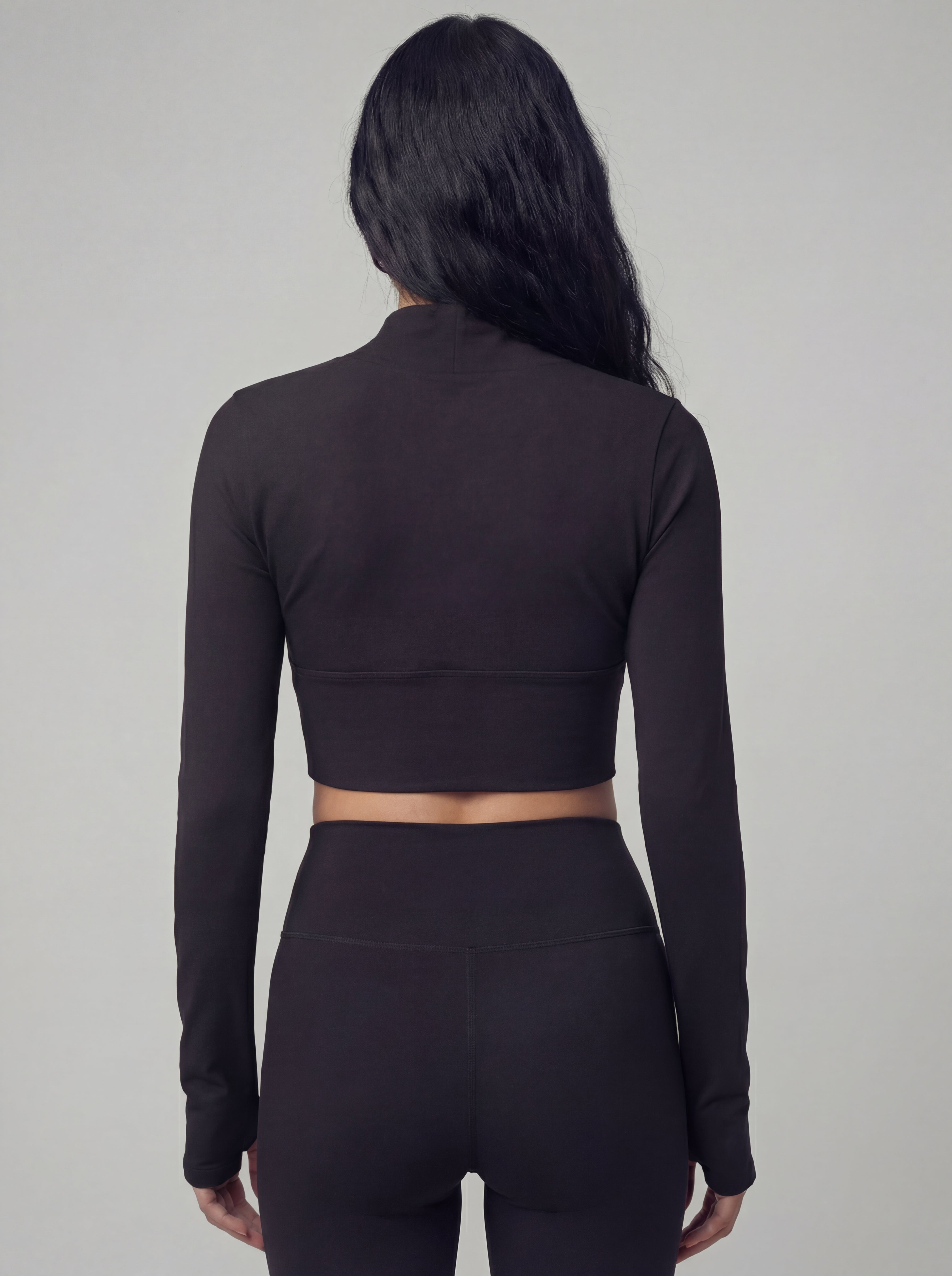 Long Sleeve Yoga Wrap Top, Black