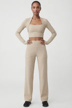 Long Sleeve Yoga Wrap Top, Ivory White
