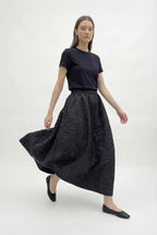 Textured Bloom Skirt, Black