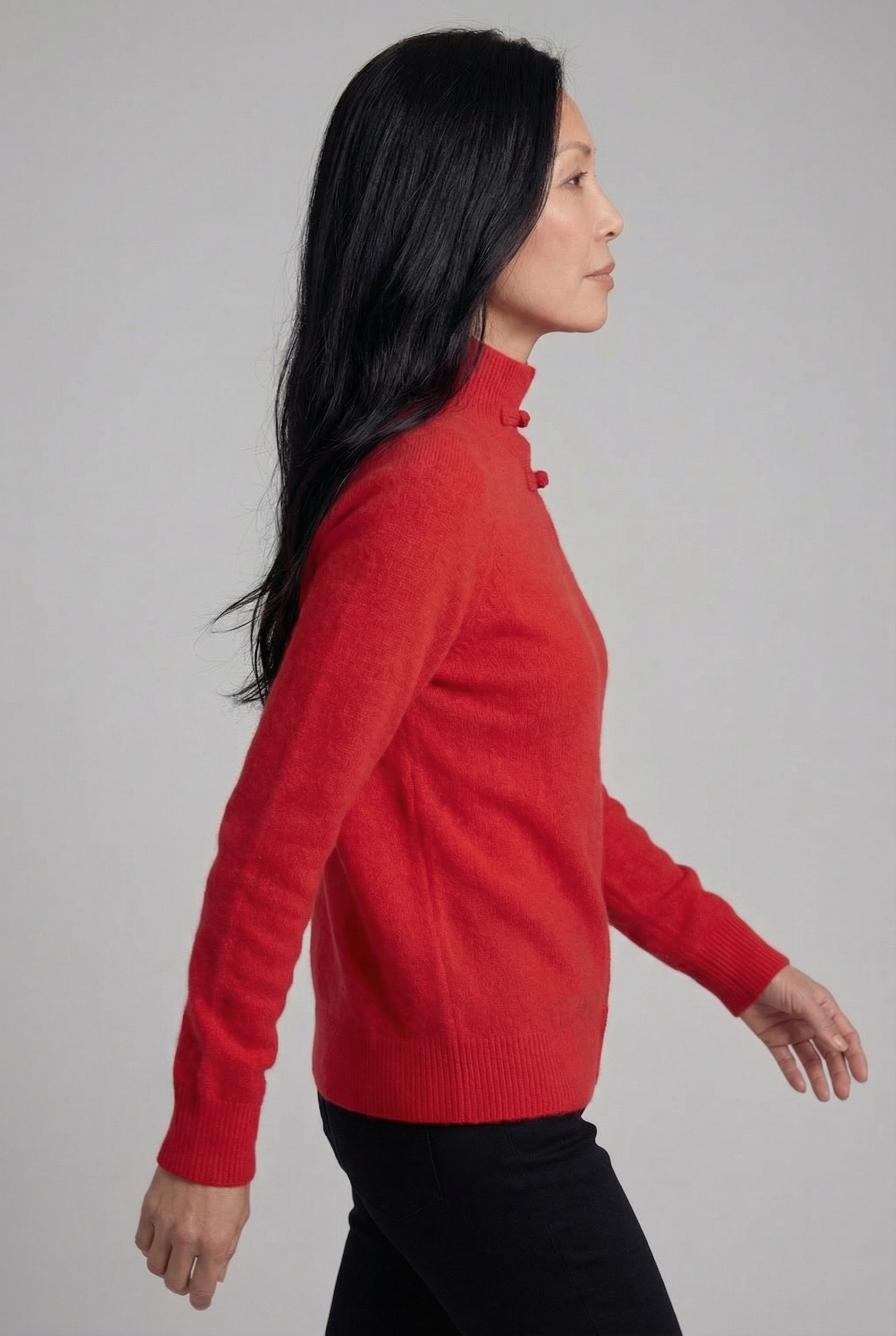 Mandarin Buckle Merino Sweater, Red REVIEW xx